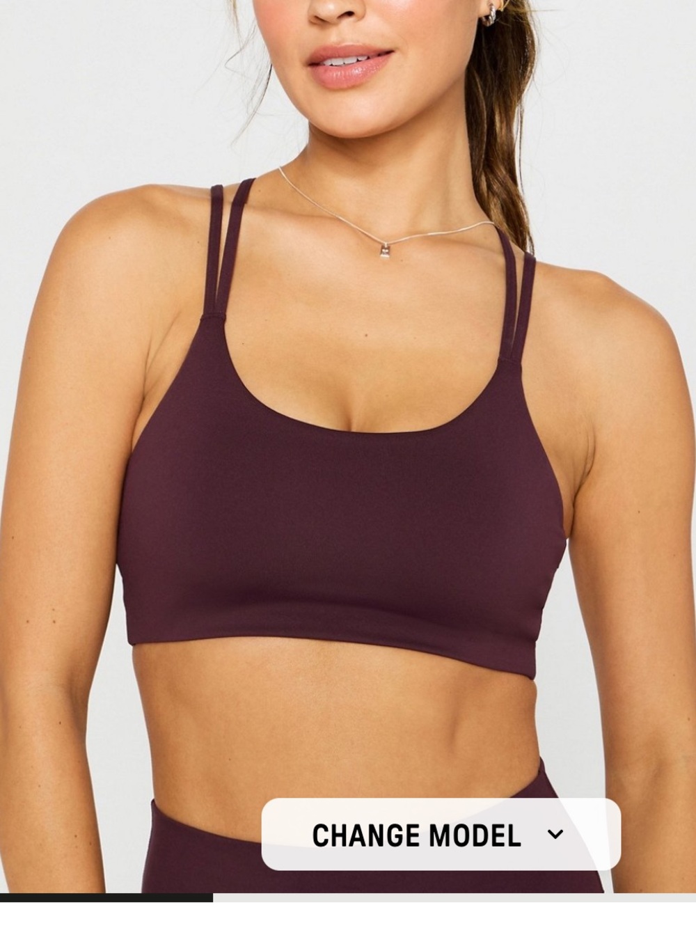 Fabletics Double-Strap Sports Bra in Oxblood